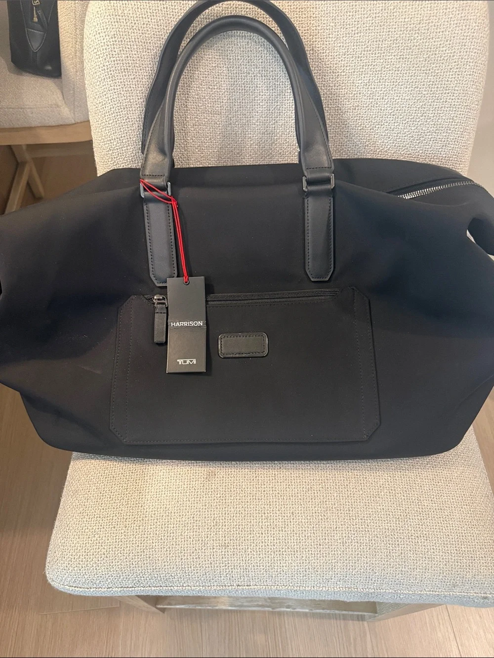 NWT Tumi Black Harrison Duffel with Leather Trim